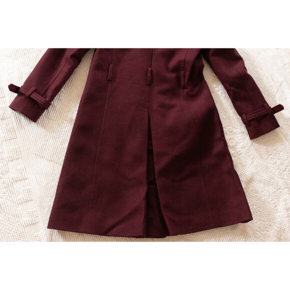 J Crew Nello Gori Trench Coat 2 Wool Cashmere burgundy prep Collegiate Old Money - Picture 3 of 7